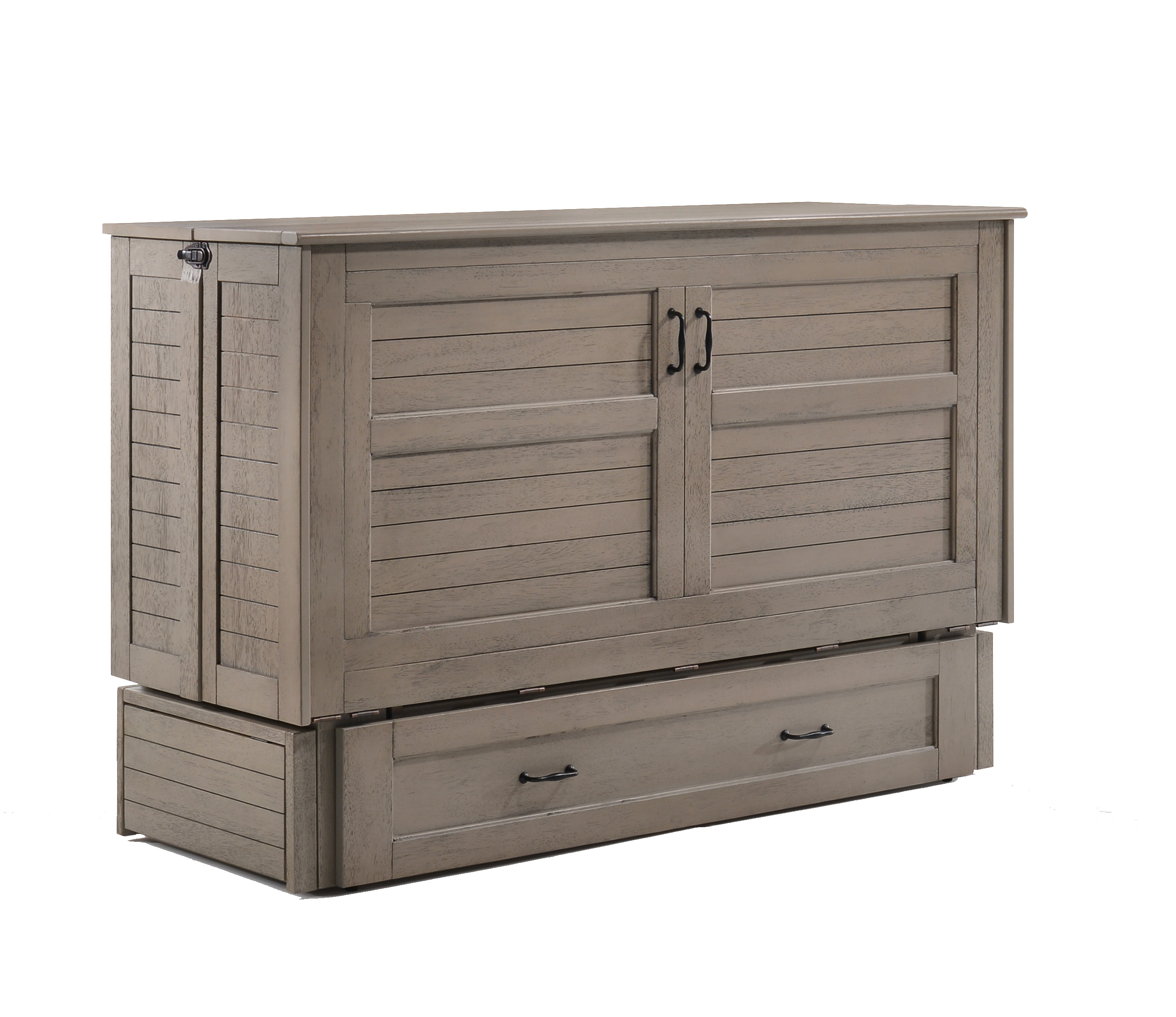 Cabinet Murphy Bed Poppy Brushed Driftwood Includes Mattress